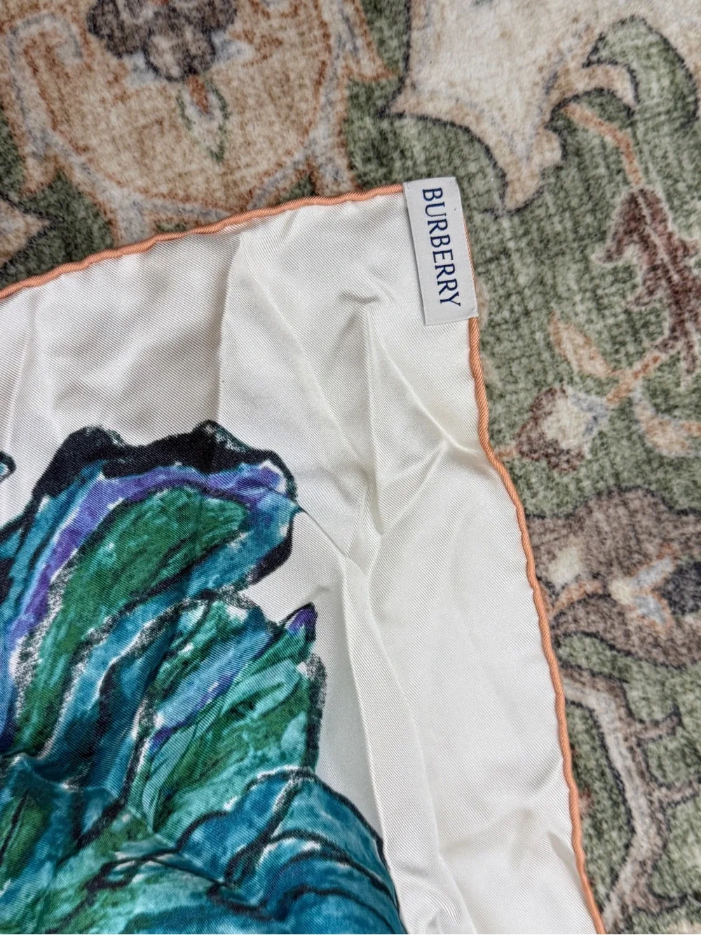 Burberry Multicolor Silk Scarf with Rooster 100% silk made in Italy